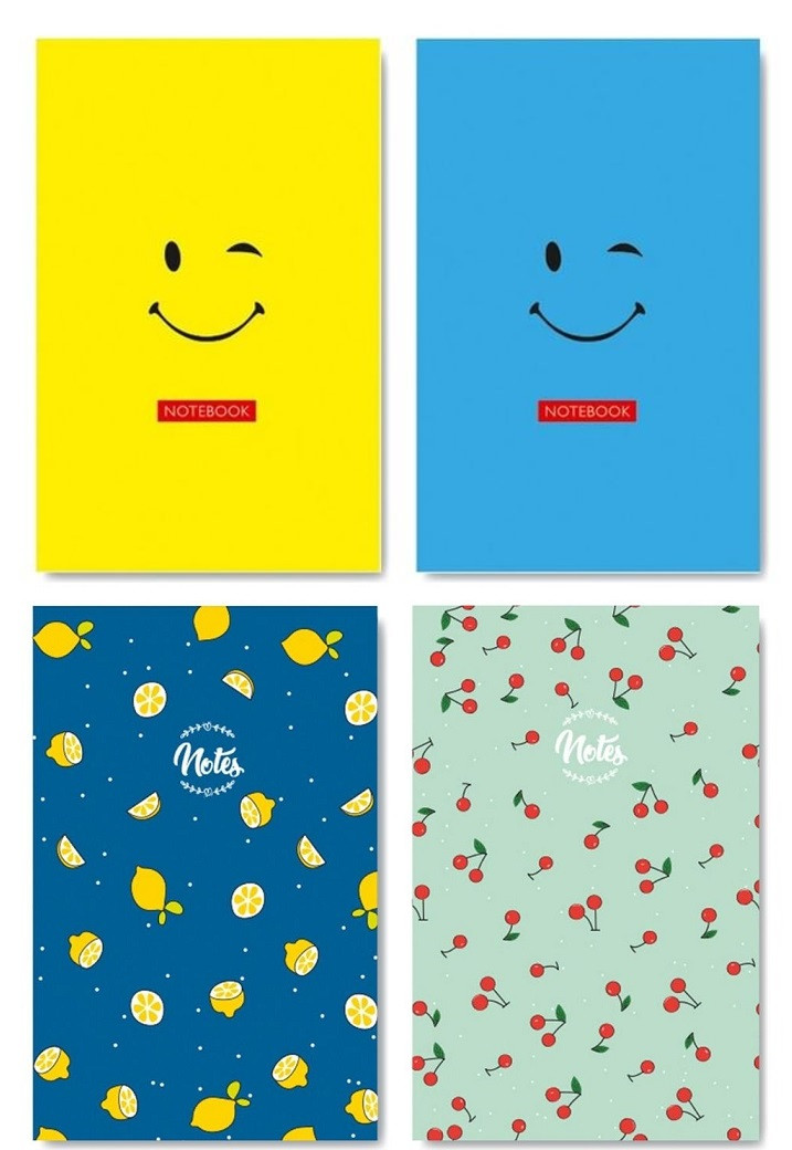 Блокнот А6 48 арк скоба клітинка картон Асорті, фото 1