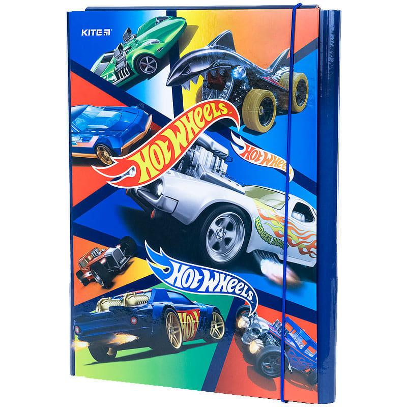Папка-короб А4 на гумках Kite картон  ДЛЯ ТРУДА Hot Wheels HW21-213, фото 1