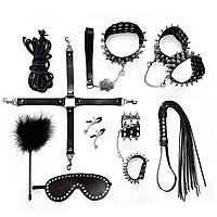 Набір БДСМ 10 предметів Art of Sex Spikes BDSM Set Leather Black