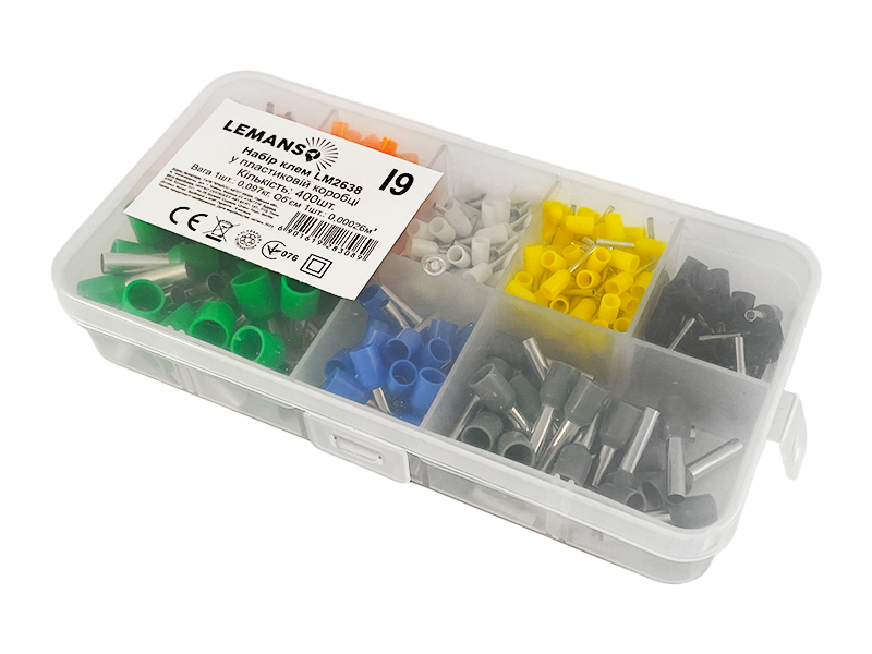 Набір клем обтискових Lemanso LM2638 з ізоляцією 400 шт