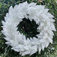 Вінок новорічний різдвяний Ø 60 см зі штучної хвої білий Elegant