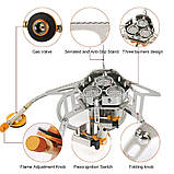 Потужна триконфорочна піч для кемпінгу  6800W + перехідник на цанговий балон, фото 4