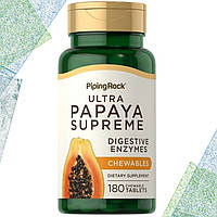 Для пищеварения Папайя Piping Rock Papaya Supreme Digestive Enzymes 180 жевательных таблеток