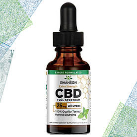 Конопляна олія Swanson КБД Full Spectrum 25 мг М'ятний смак 60 мл