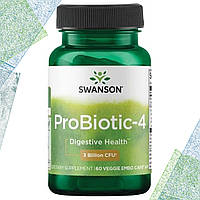 Пробиотик Swanson Probiotic-4 3 billion CFU 60 вегетарианских капсул