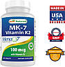 К2+MK-7+Д3 Best Naturals MK-7 Vitamin K2 100 мкг with Vitamin D3 180 таблеток, фото 4