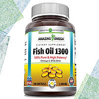 Рыбий жир Amazing Nutrition Fish Oil 1300 мг of Omega-3, EPA/DHA Лимонный вкус 180 гелевых капсул