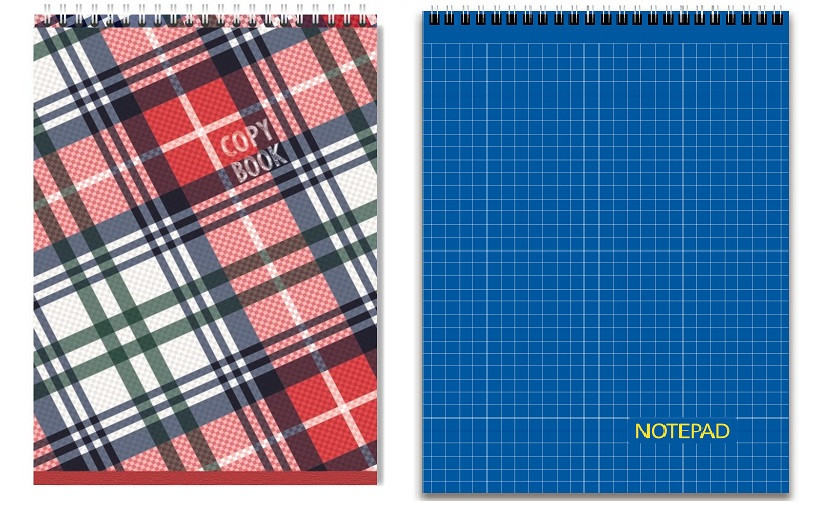 Блокнот А4 50 арк спіраль верх клітинка картон Асорті
