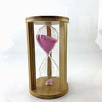 Часы песочные бамбуковые 60 мин розовый песок