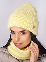 Жіночий комплект шапка та снуд ангоровий з флісовою підкладкою теплий в'язаний осінь зима універсальний розмір, фото 2