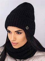 Жіночий комплект шапка та снуд ангоровий з флісовою підкладкою теплий в'язаний осінь зима універсальний розмір, фото 4