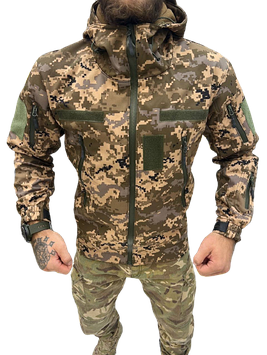 Куртка тактична зимова Soft Shell Піксель тактична