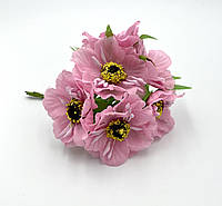 Мак дикий / ціна за букетик - 6 квіток / штучні квіти / рожевий