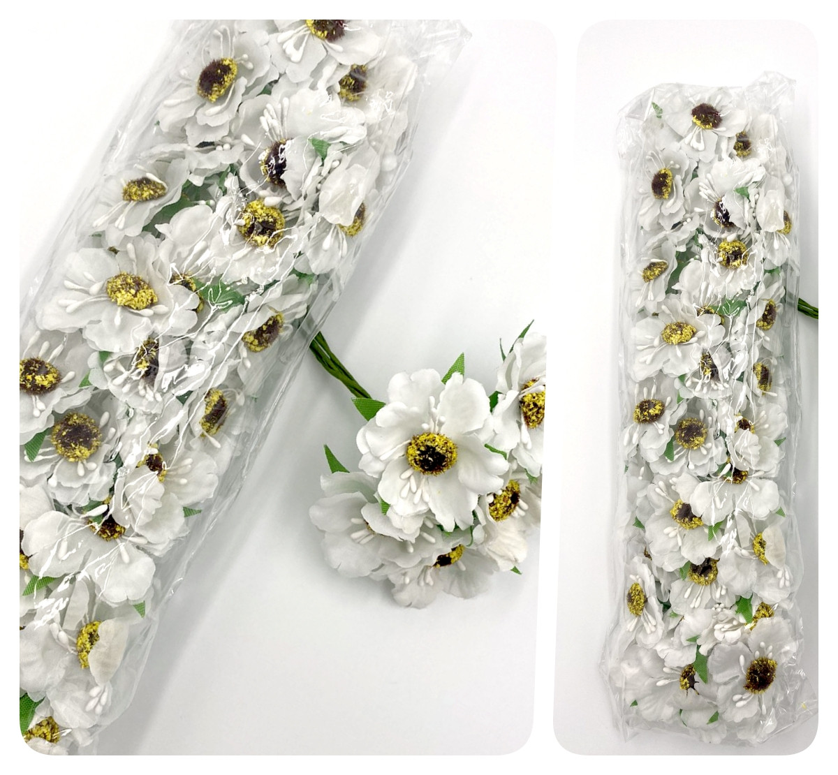 ОПТ / Мак дикий / ціна за упаковку - 60 квіток / штучні квіти / білий