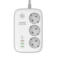 Сетевой фильтр-удлинитель LDNIO с управлением через Wi-Fi 3x220V+3USB+Type-C 30W 2m White (SEW3452)