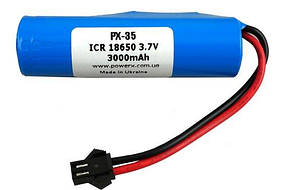 Акумулятор 3.7V літій-іонний (Li-Ion) 3000 mAh з виходом SM-2P для дитячих іграшок PX-35 (1х18650)