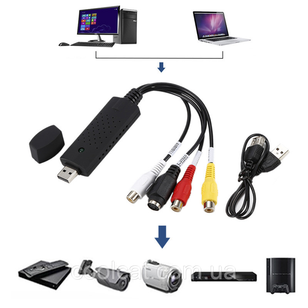 Внешняя USB карта видеозахвата EasyCap / Адаптер-переходник для видеокамеры - фото 2 - id-p1962819325