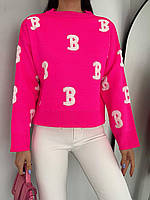 Модный розовый женский свитер в стиле барби