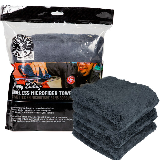 Мікрофібровий рушник Chemical Guys Happy Ending Edgeless Microfiber Towels, 40 x 40 см Чорний (1 шт.), фото 1