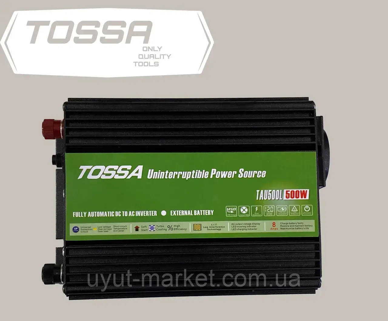 Інвертор напруги 500W Tossa TAU500L з функцією UPS, модифікована синусоїда зарядка 2в1
