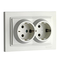 Розетка подвійна Despina Mono Electric із заземленням біла