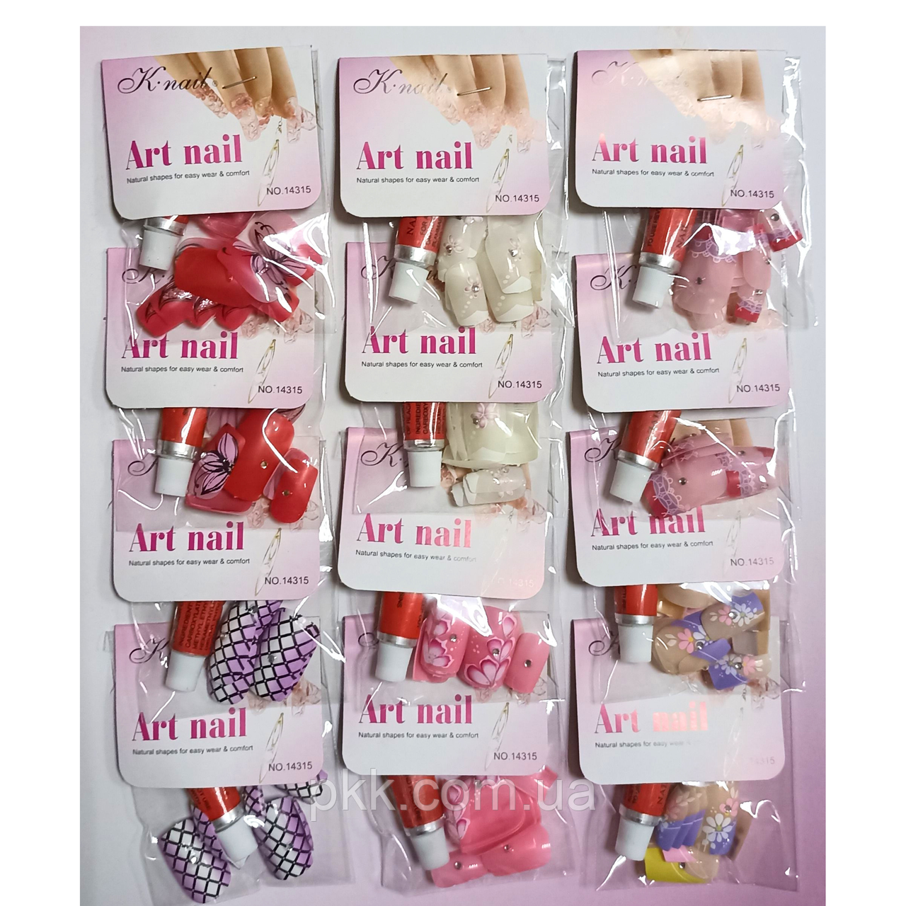 Набор ногтей накладных со стразами и рисунком K-Nail Art Nail, №03, 12 штук - фото 1 - id-p1915027049