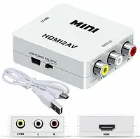 Конвертер HDMI to AV (RCA) \ av 001, переходник, преобразователь подходит для ноутбука и телевидения Белого цв