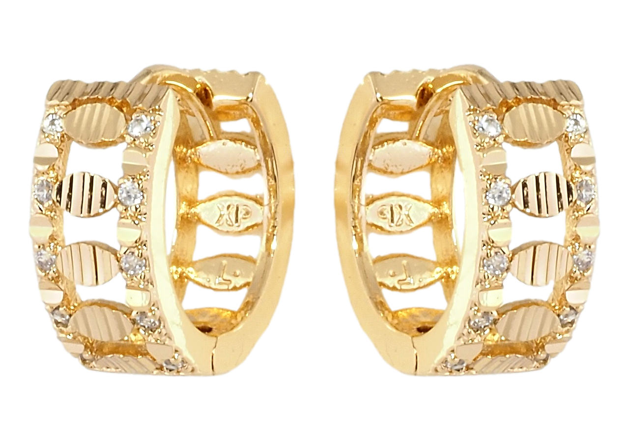 Сережки Xuping Позолота 18K колечка "Декоративний орнамент із цирконієм"