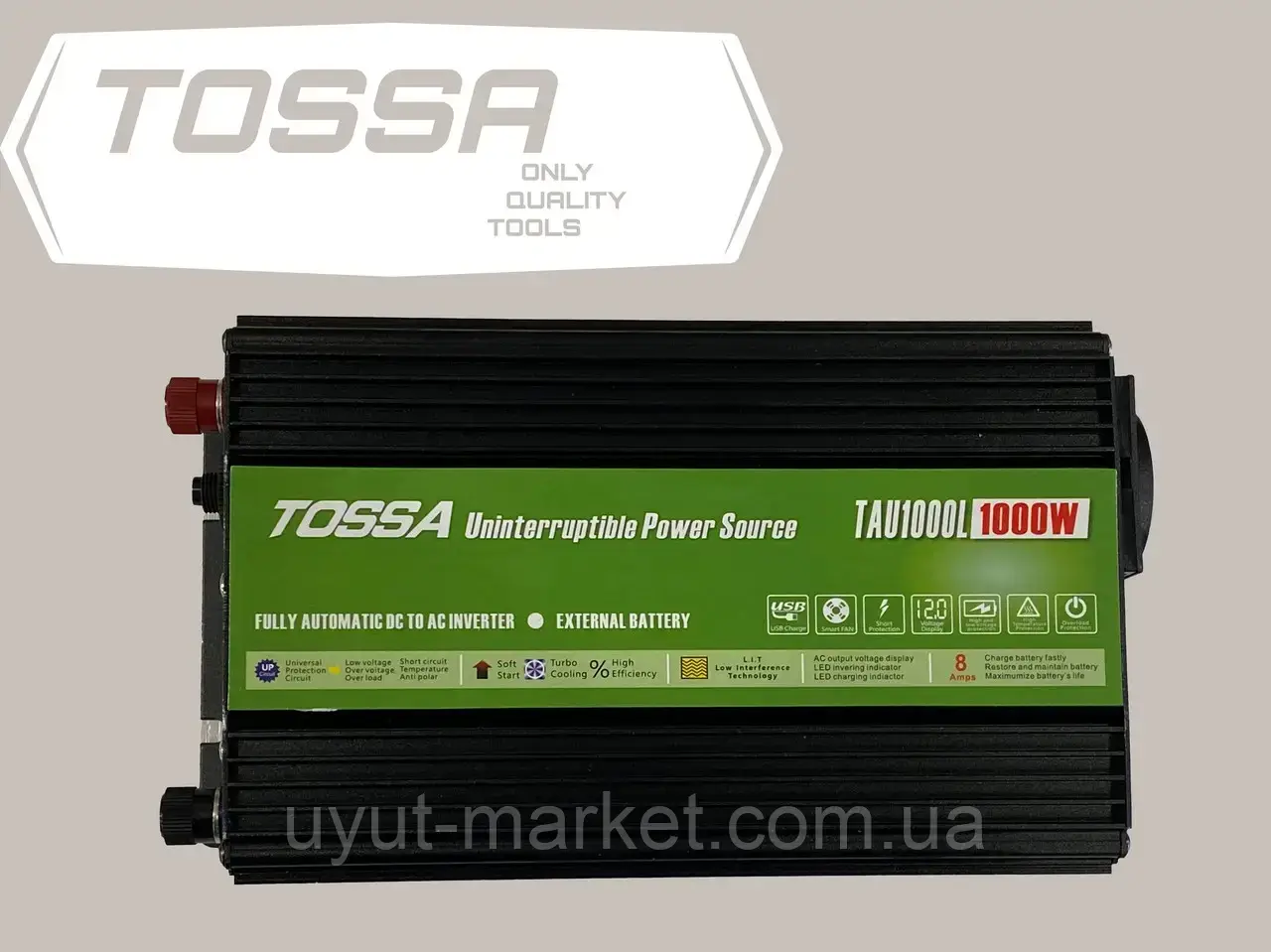 Інвертор напруги 1000W Tossa TAU1000L з функцією UPS, модифікована синусоїда зарядка 2в1