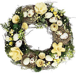 Декоративний вінок підвісний Yellow Flowers Ø31cm Bona DP118249, 7523299 — 851