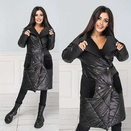 Стильне жіноче пальто на синтепоні 100, тканина "Плащівка" 44, 46, 48, 50 розмір 44, фото 2