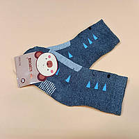Детские носки теплые махра 1 2 3 года серые с голубым
