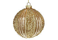 Набор (4шт.) елочных шаров рельефной формы, 10см, цвет - золото антик.