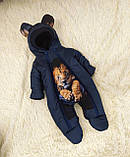 Конверт спальник + комбінезон з 3D принтом Лев для новонароджених, синій, фото 5