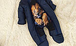 Теплий комбінезон із 3D принтом Лев для новонароджених, синій, фото 3