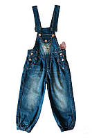 Комбинезон джинсовый на девочку качественный, сине-голубого цвета осень, весна, лето 92 размер ВН-33
