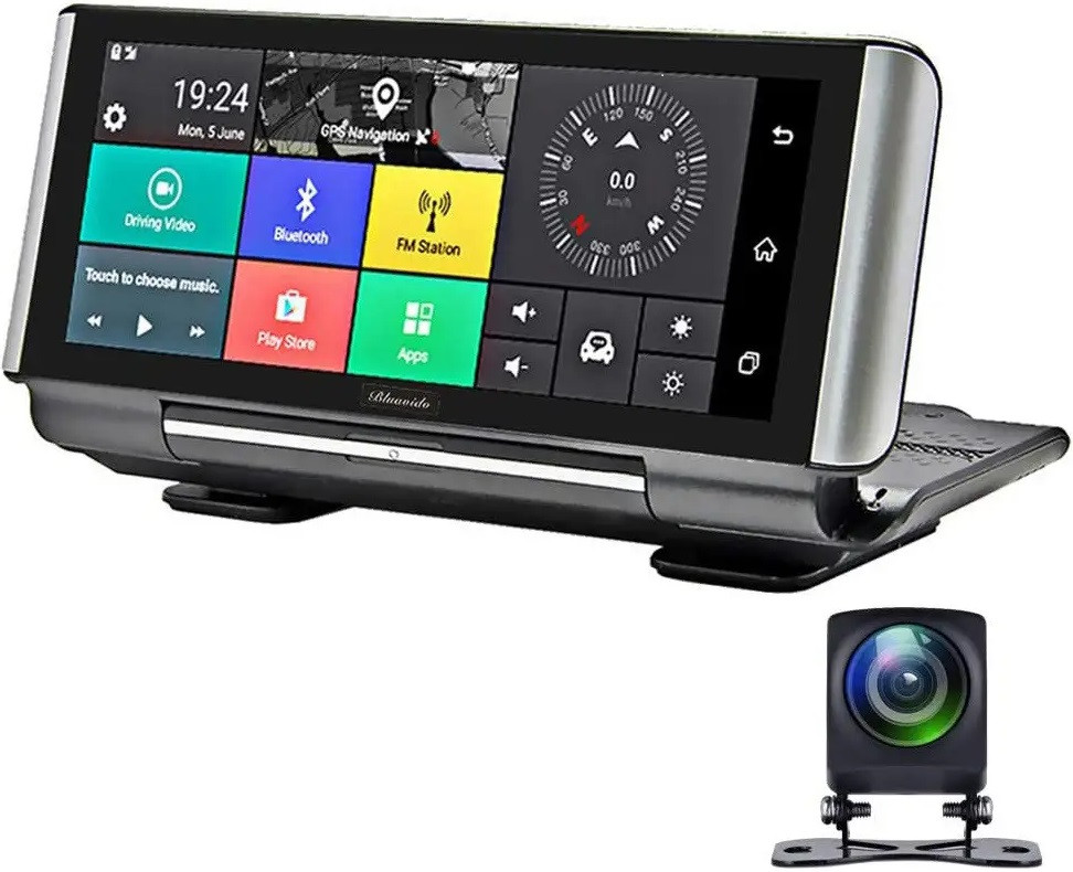 DVR K6 Відеореєстратор на торпеду — 2 камери / GPS / 7"IPS Екран / 4Ядра / 8Gb / 1Gb Ram / Android