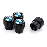 Защитные колпачки на ниппель с лого BMW Alitek Premium Style Black БМВ, 4 шт