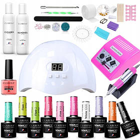 Меганабір для гібридного манікюру Kit 10 Claresa Paints УФ Led лампа
