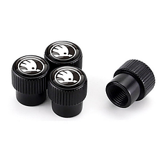 Ковпачки на ніпель для авто Skoda Alitek Premium Style Black Шкода, 4 шт.