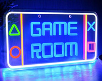 Неоновая LED вывеска для игрового клуба Game Room, 40X20см