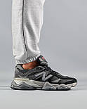 Чоловічі кросівки New Balance 9060 Black Castlerock Gray весна-осінь замша демісезонні. Живе фото, фото 6