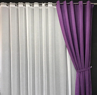 Однотонная штора на люверсах из микровелюра в спальню фиолетового цвета 200*270см ( 1шт.)