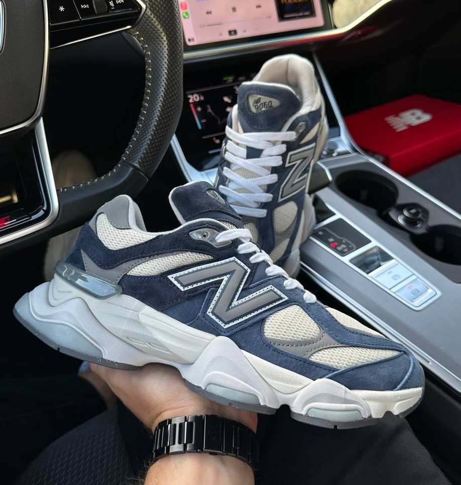 Чоловічі кросівки New Balance 9060 Navy весна-осінь замша демісезонні синие. Живе фото, фото 1
