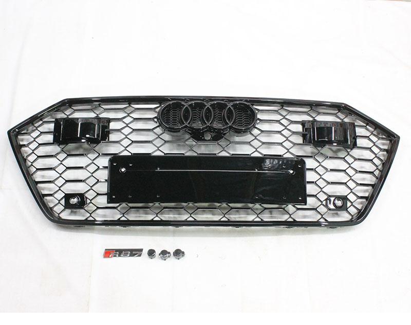 Решітка радіатора Audi A7 C8 (4k) стиль RS7 (чорна, під радари), фото 1