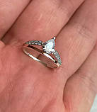 Корона срібна каблучка з золотими вставками, фото 4