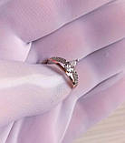 Корона срібна каблучка з золотими вставками, фото 3