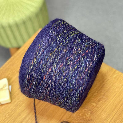 Пряжа в бобіні альпака з шовком та мериносом art. Pierrot by Ri.Go (200м/100г) синій з крапушками col.69712