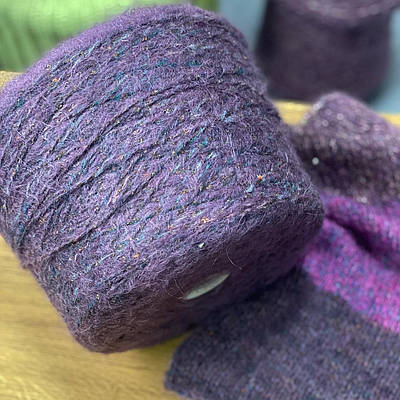 Пряжа в бобіні альпака з шовком та мериносом art. Pierrot by Ri.Go (200м/100г) темний фіолет col.6157