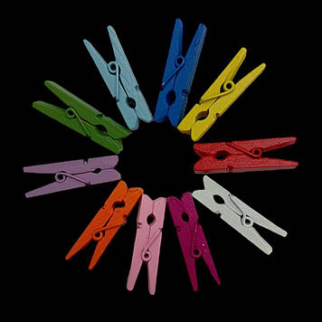 Дерев'яні декоративні прищіпки 35 мм, асорті (10 шт.)